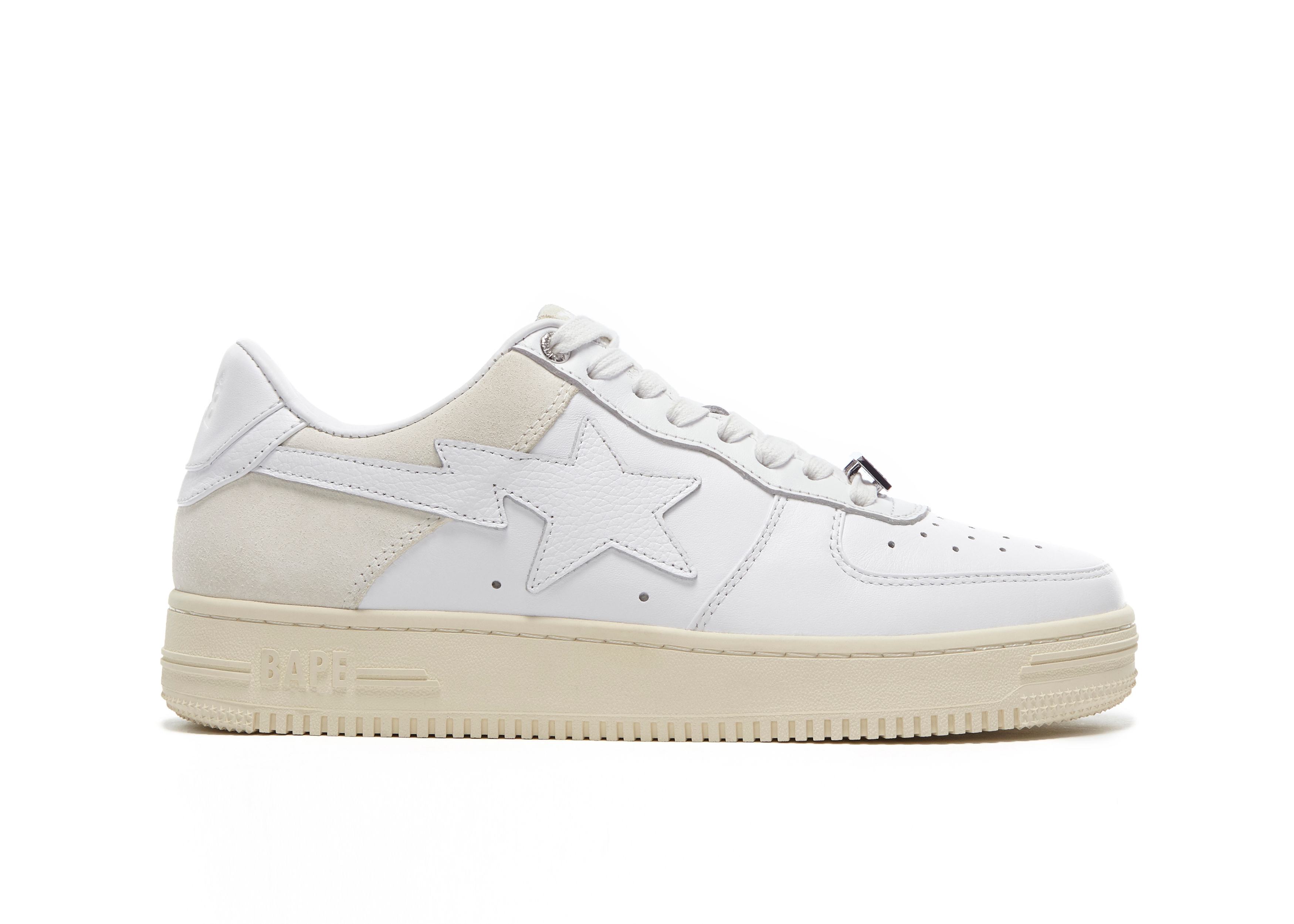 Pre-owned Bape A Bathing Ape  Sta Low Suede Heel White In White/white-egret