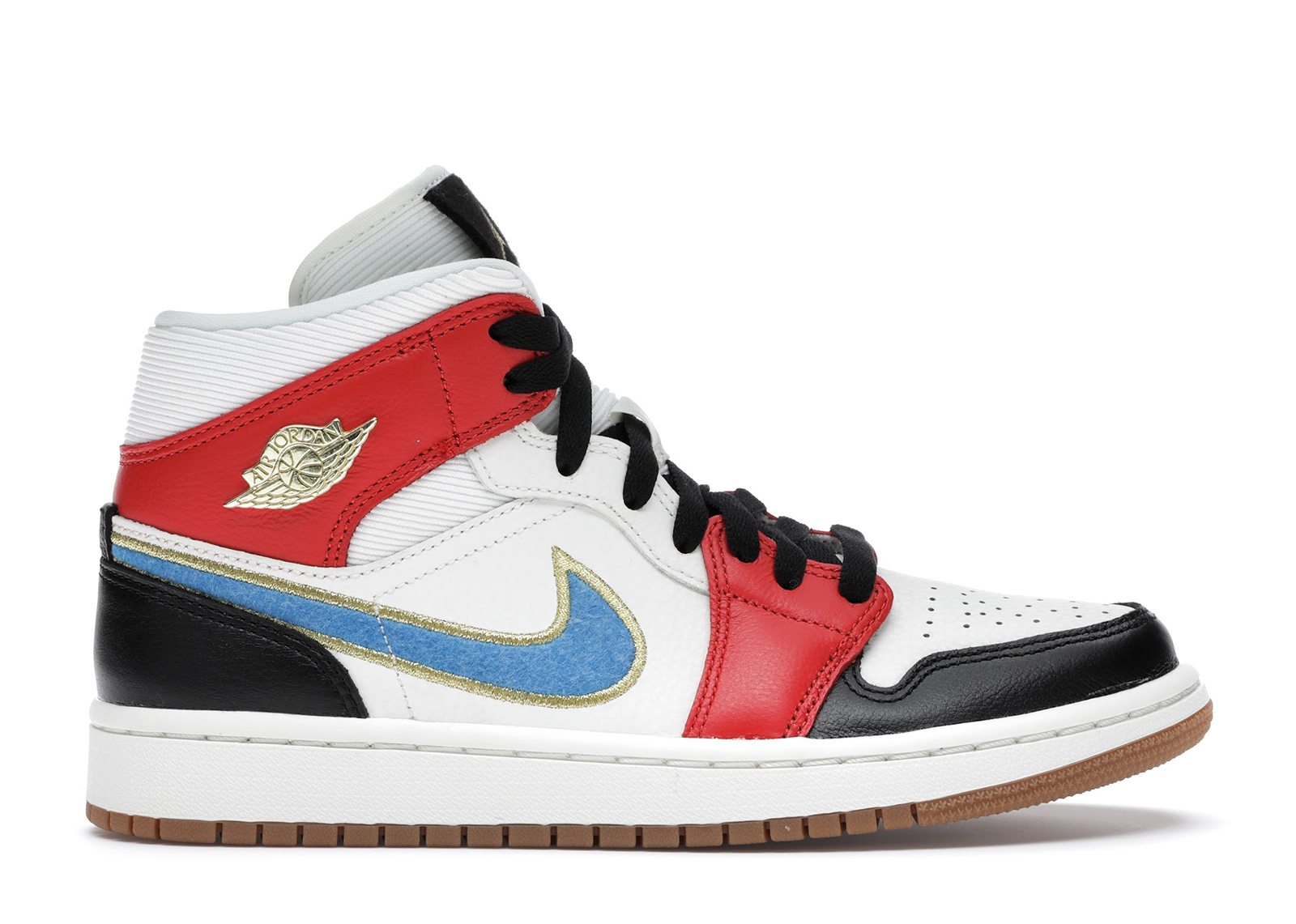 red white and blue jordans 1