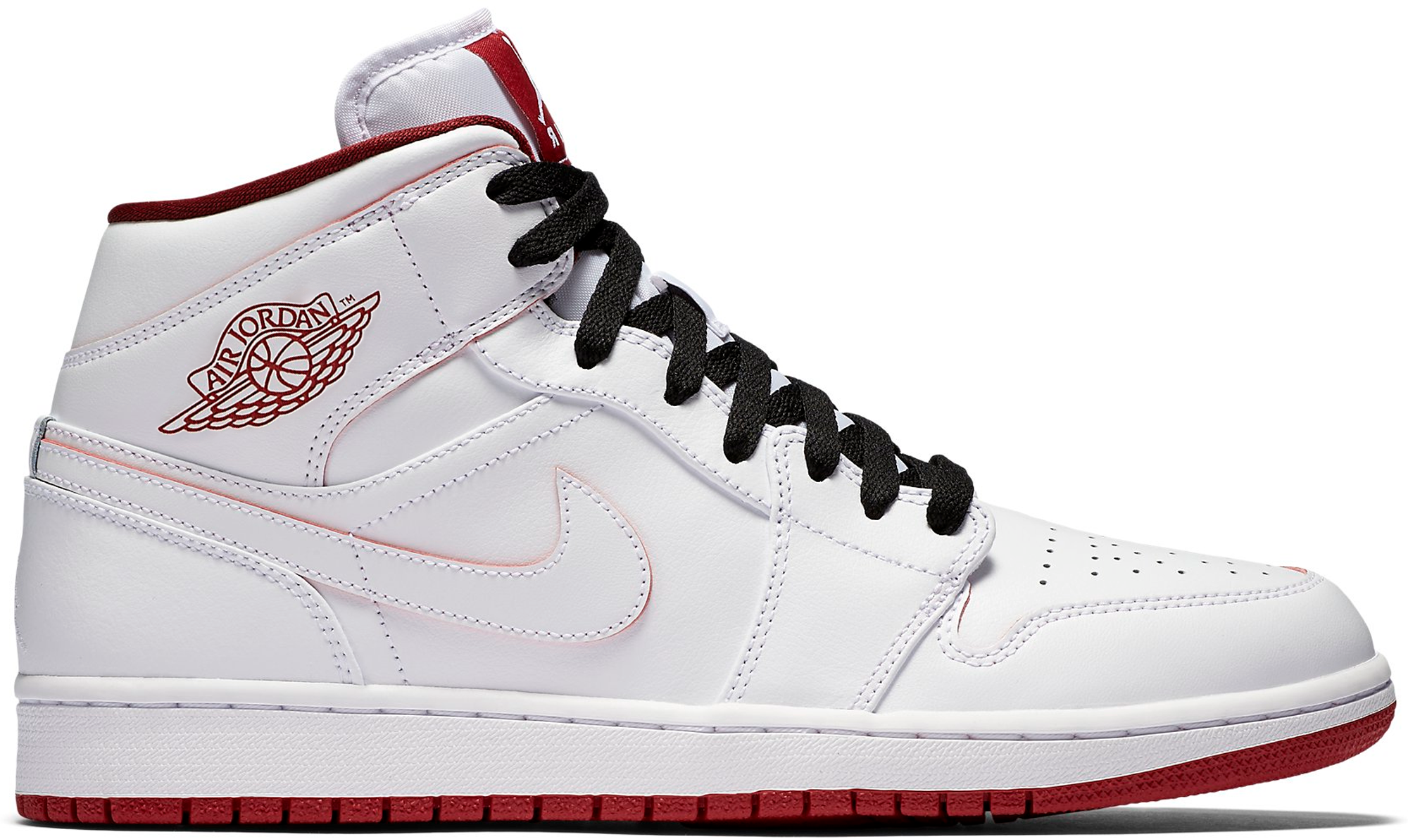 white and red jordan ones