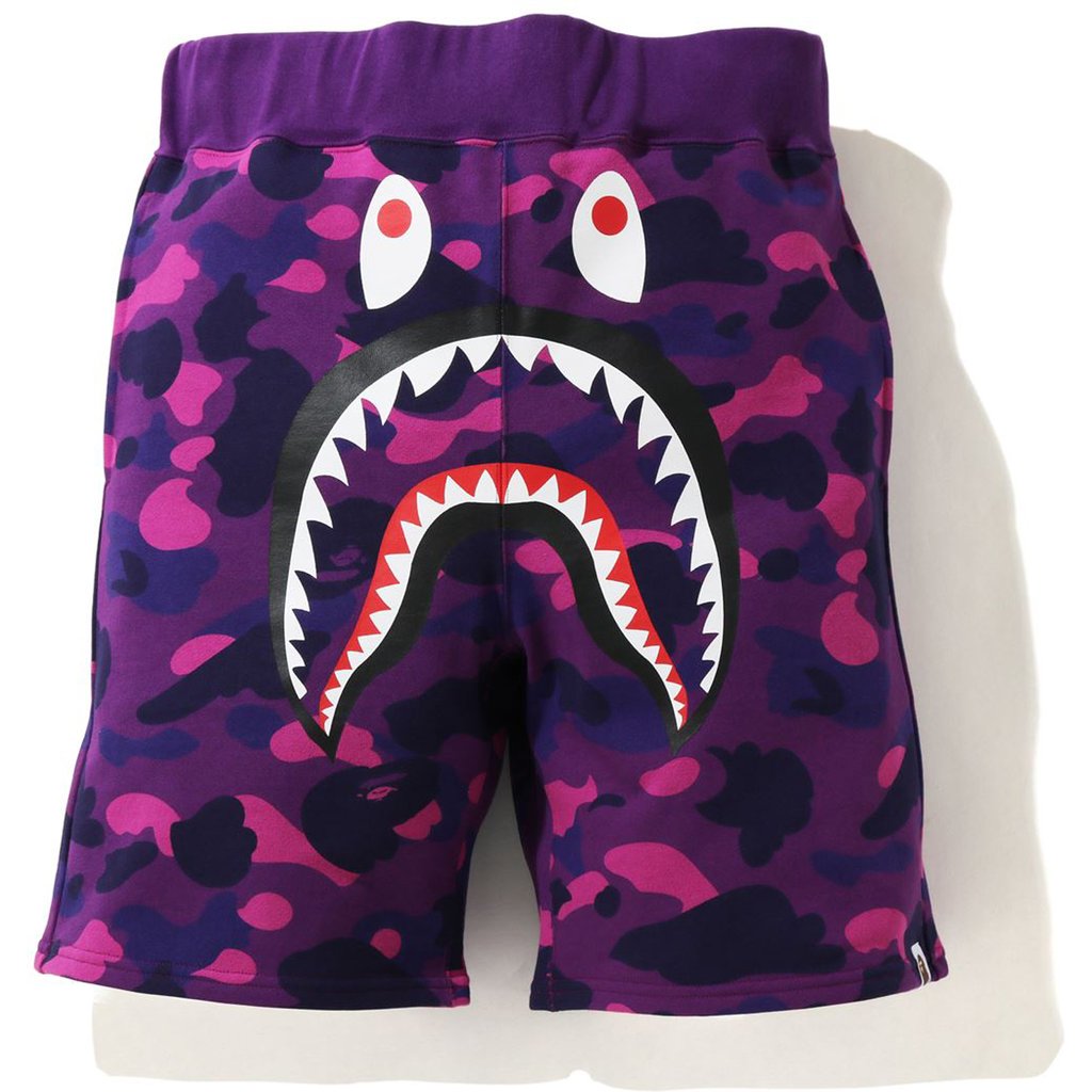 Pre-owned Bape Color Camo Shark Sweat Shorts (ss21) Purple