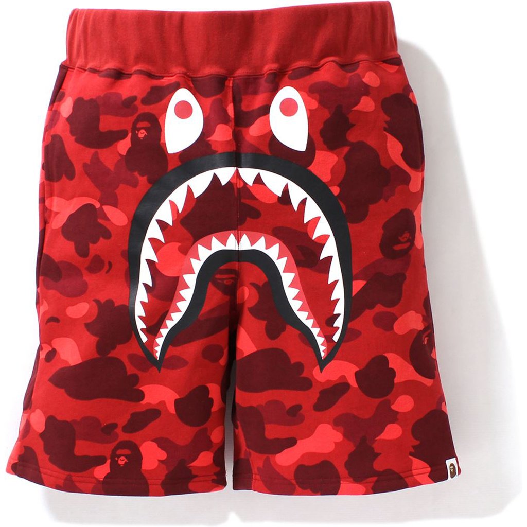 Pre-owned Bape  Color Camo Shark Sweat Shorts Red