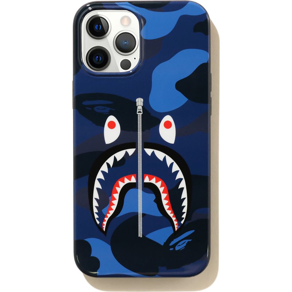 Pre-owned Bape  Color Camo Shark Iphone 12 Pro Max Case Navy
