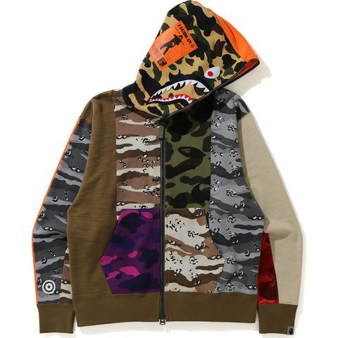 Pre-owned Bape  Crazy Camo Mad Shark Relaxed Full Zip Hoodie Multi