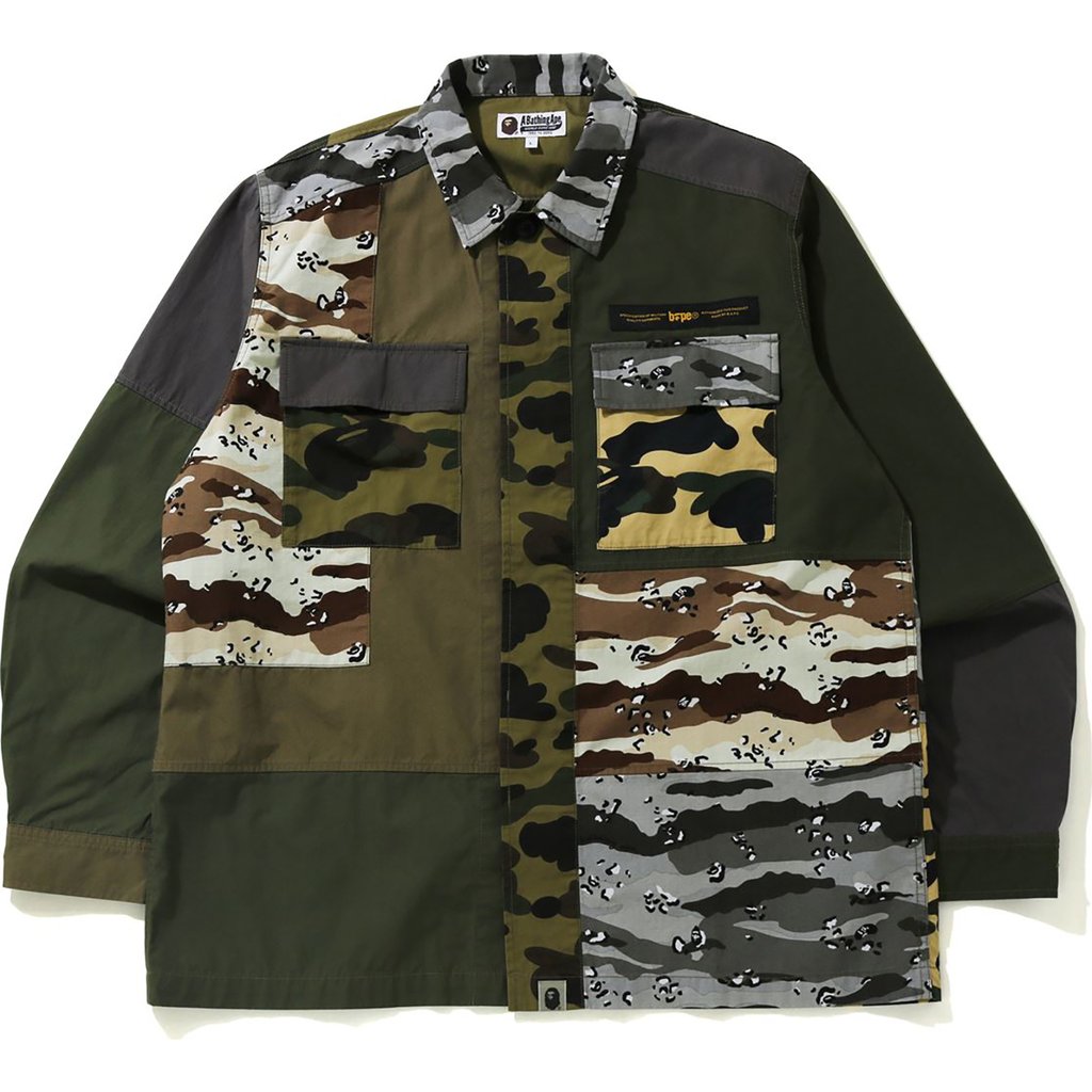 Pre-owned Bape  Crazy Camo Relaxed Military Shirt Multi