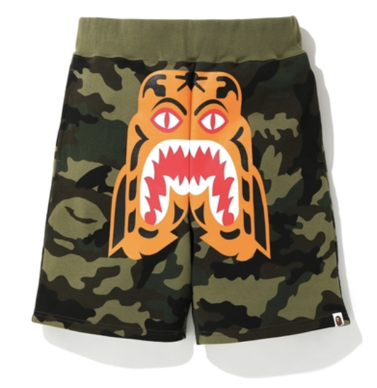 Pre-owned Bape  Woodland Camo Tiger Sweat Shorts Green