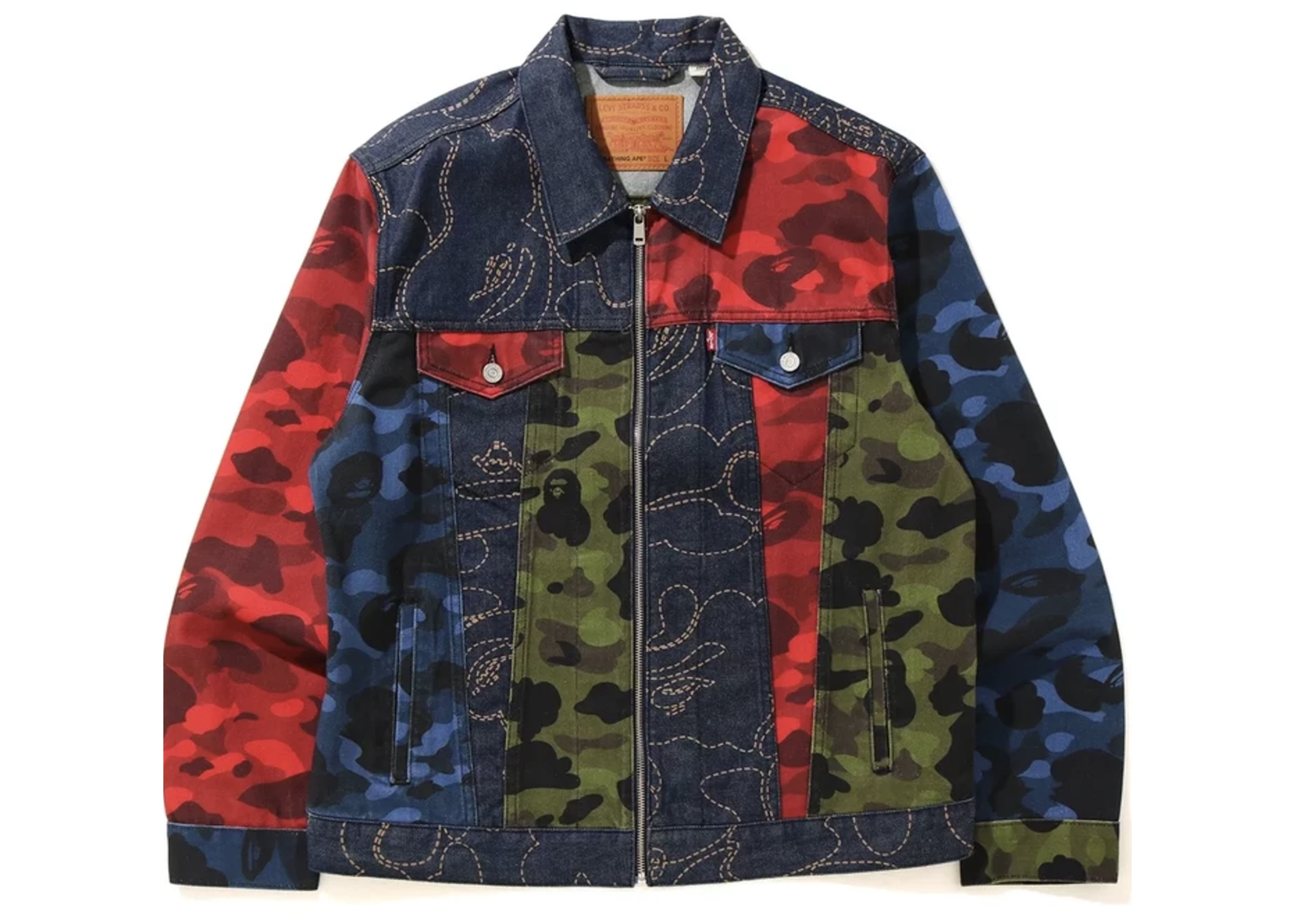 Pre-owned Bape X Levi's Camo Trucker Jacket Multicolor