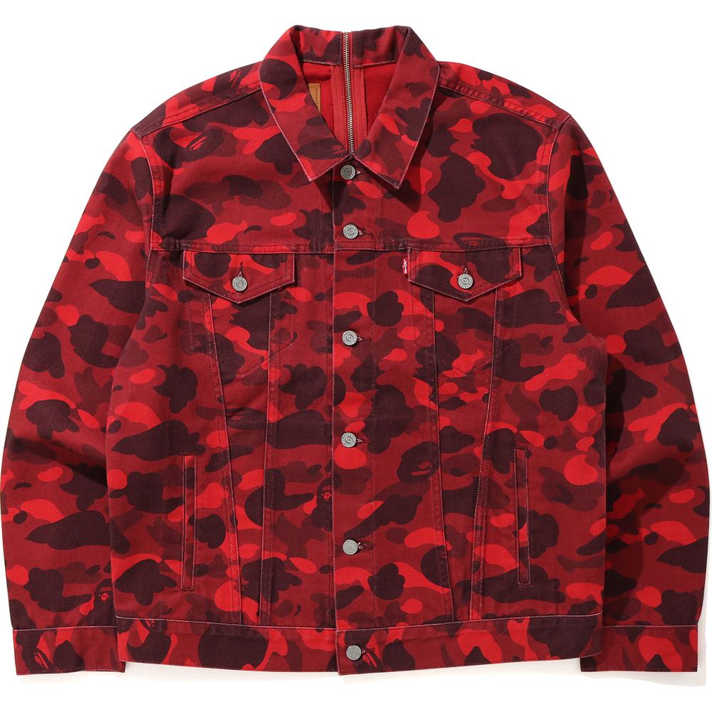 Pre-owned Bape X Levi's Color Camo Trucker Jacket (europe Exclusive) Red