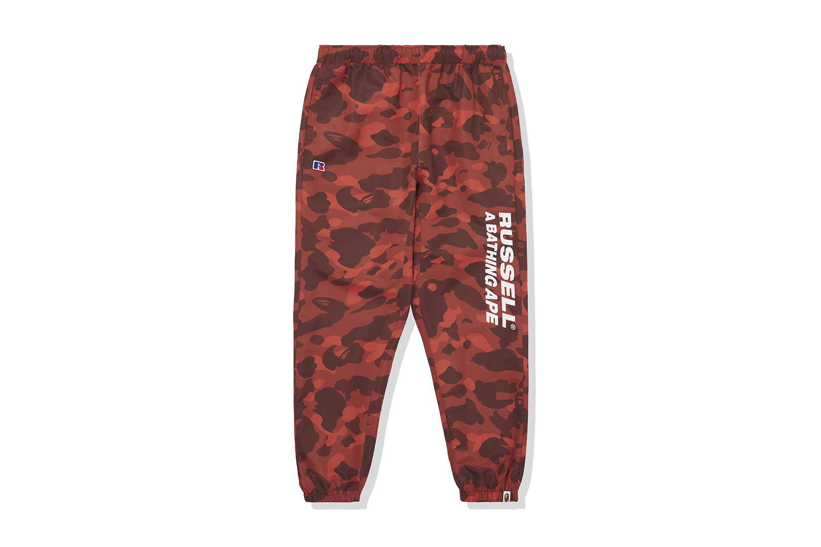Pre-owned Bape  X Russell Color Camo Track Pants Red