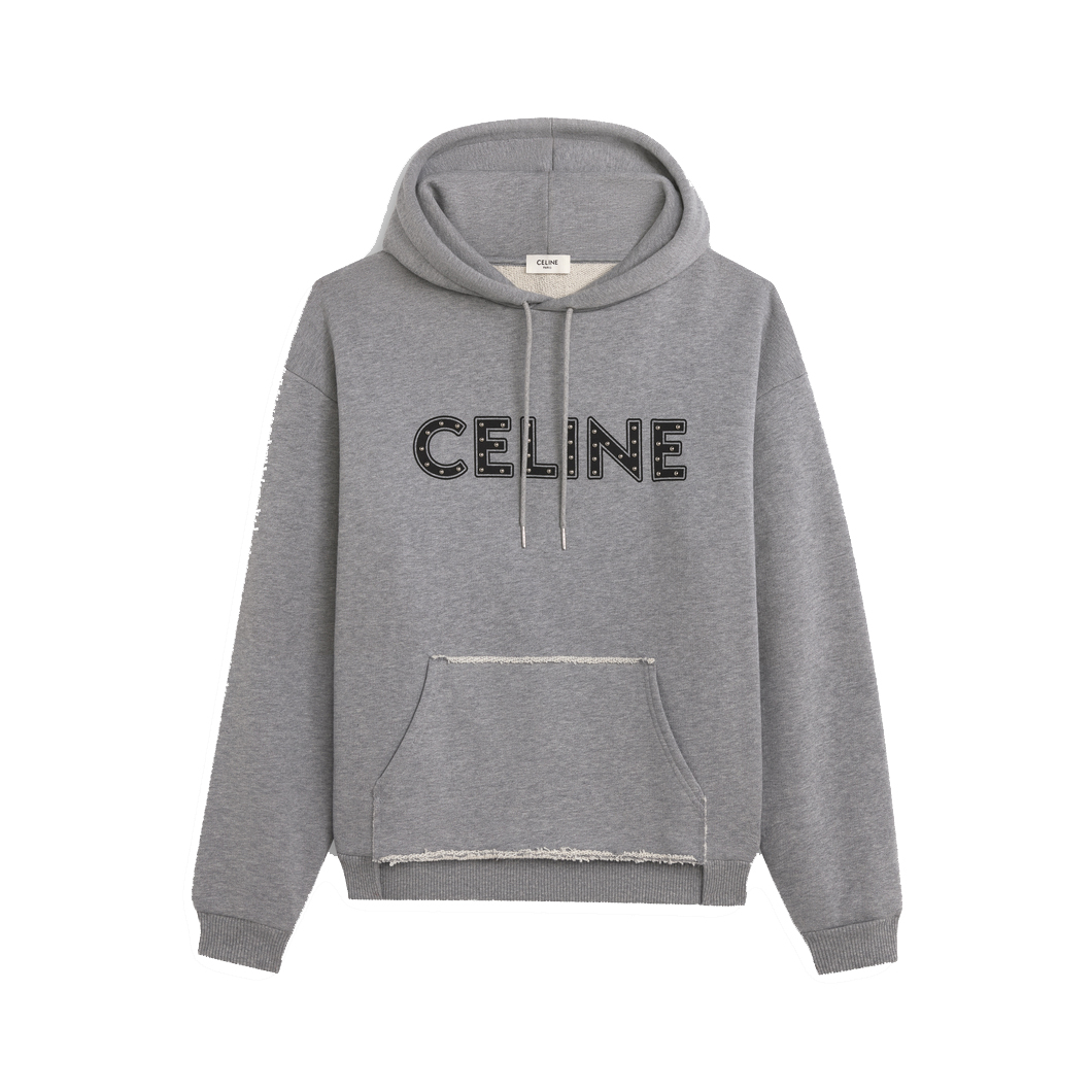 Pre-owned Celine Loose Cotton Sweatshirt With Studs Grey/black