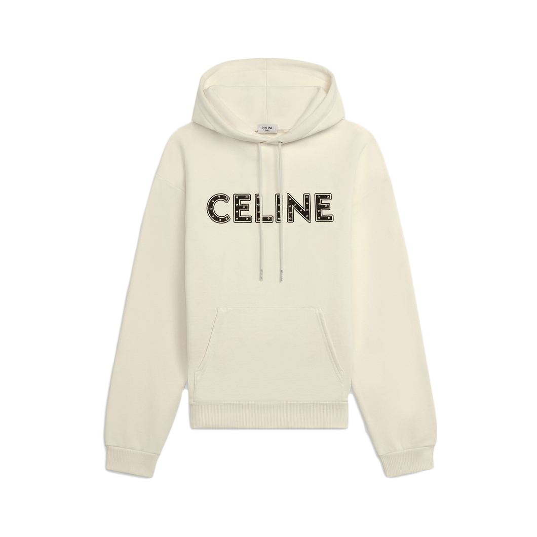 Pre-owned Celine Loose Cotton Sweatshirt With Studs Off White/black