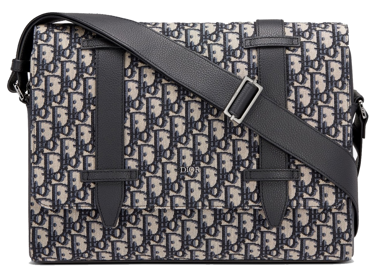 Pre-owned Dior Messenger Bag Oblique Jacquard Beige/black