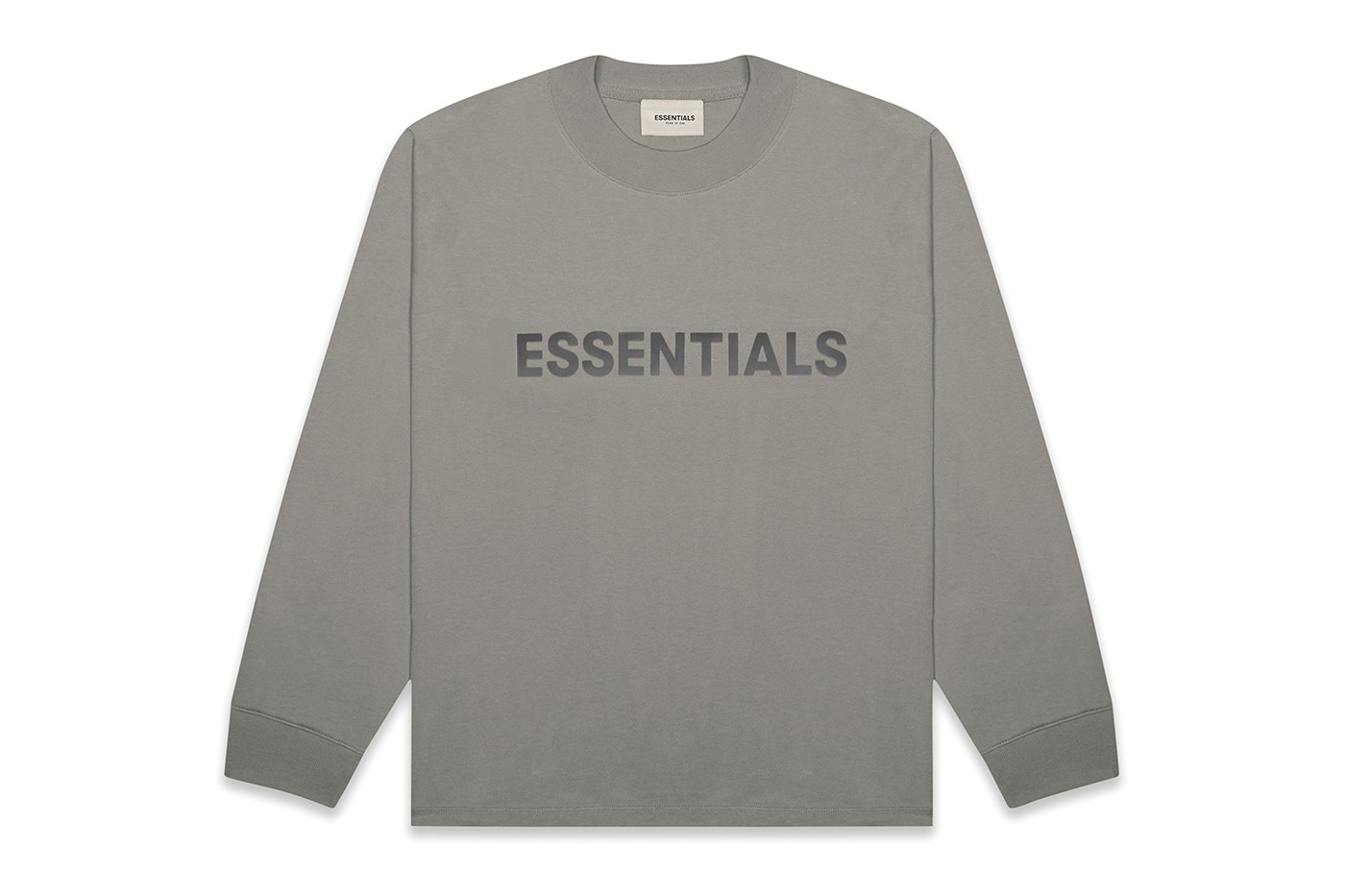 Pre-owned Fear Of God  Essentials Boxy Long Sleeve T-shirt Applique Logo Cement