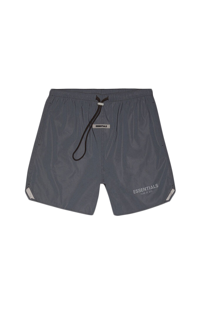Pre-owned Fear Of God  Essentials Volley Shorts Black Reflective