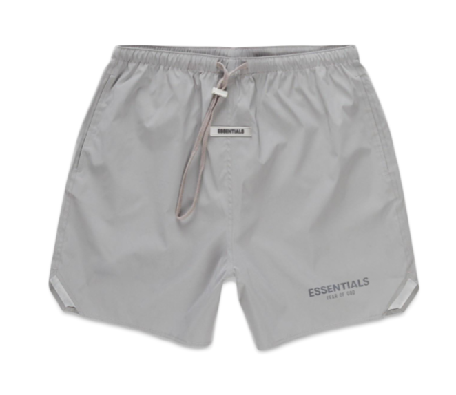 Pre-owned Fear Of God  Essentials Volley Shorts Silver Reflective