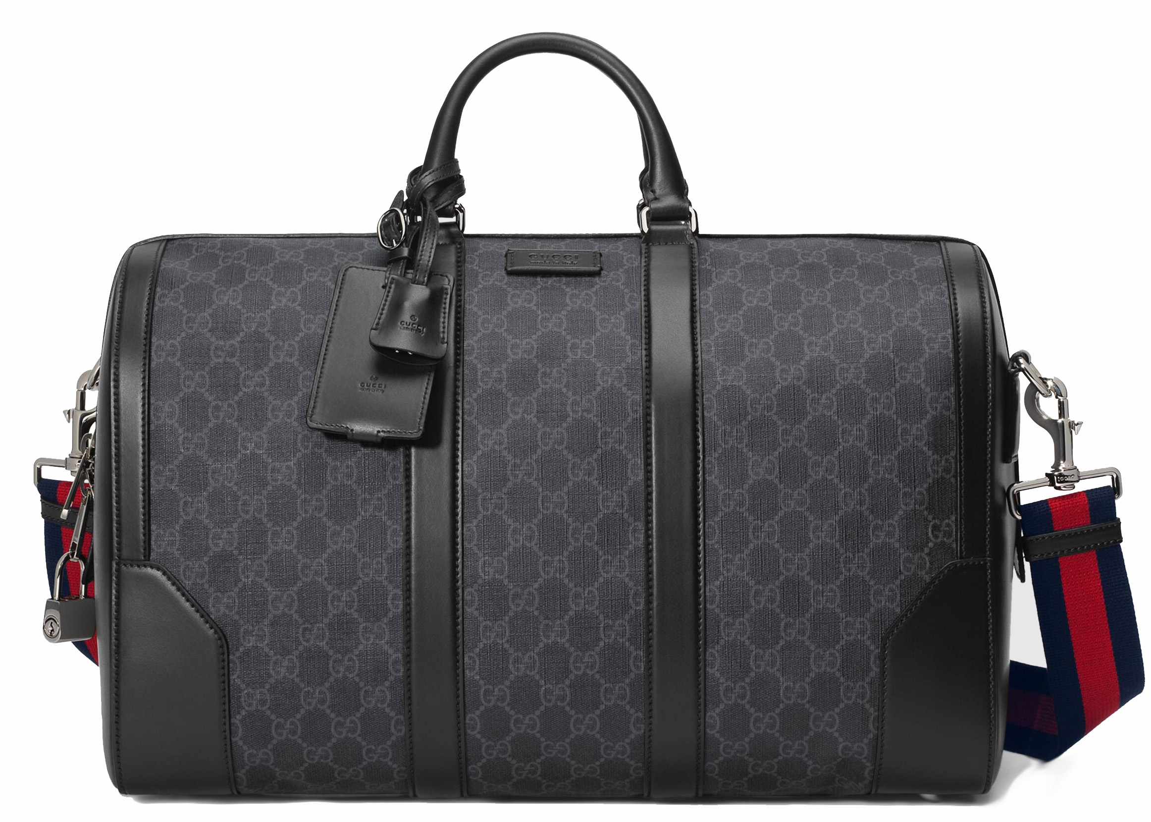 Pre-owned Gucci  Carry-on Duffle Gg Supreme Medium Black