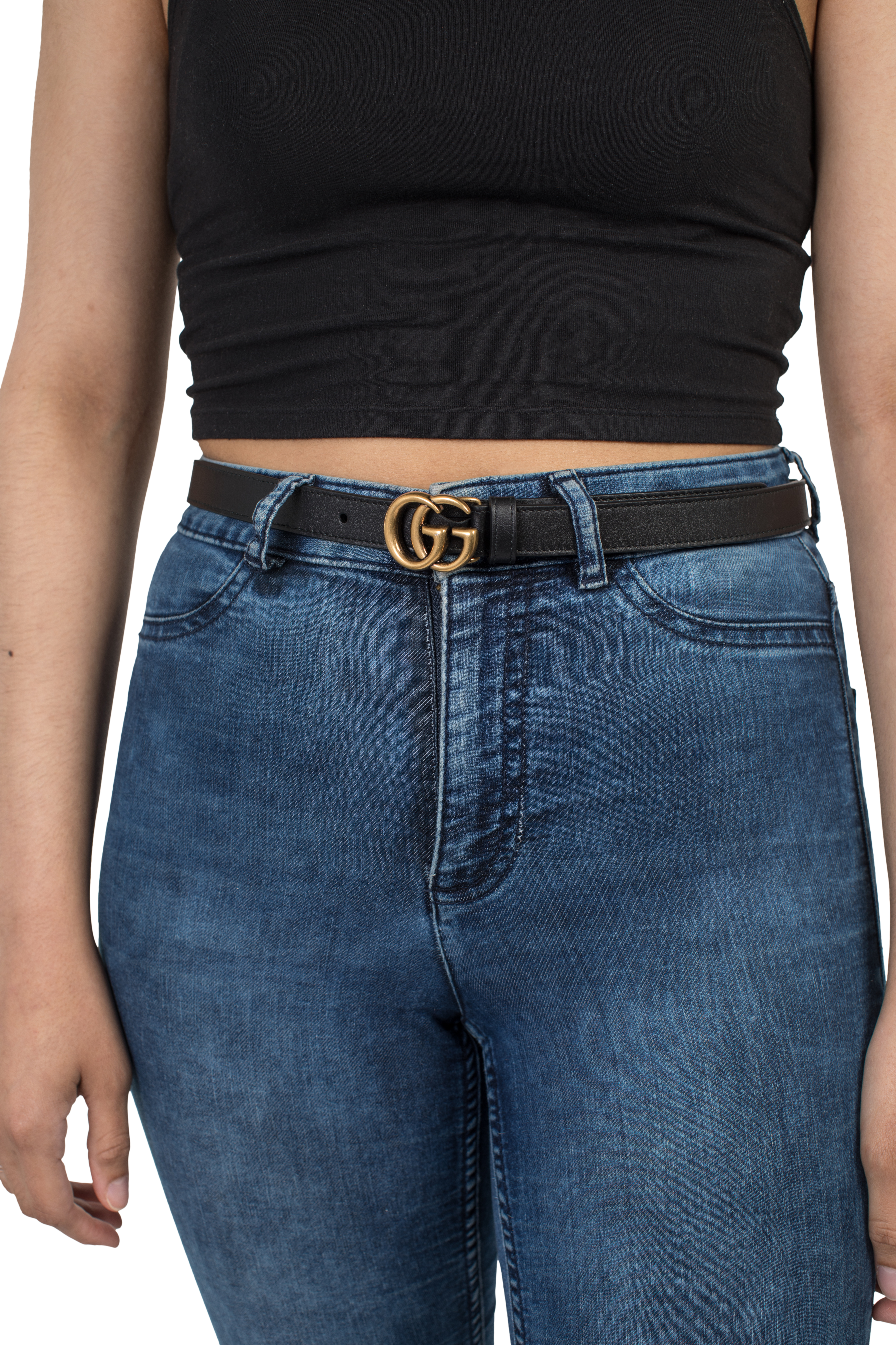 gucci leather belt with g buckle