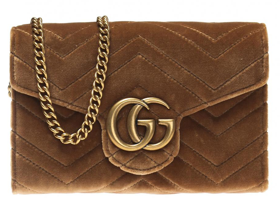 gucci velvet bag brown