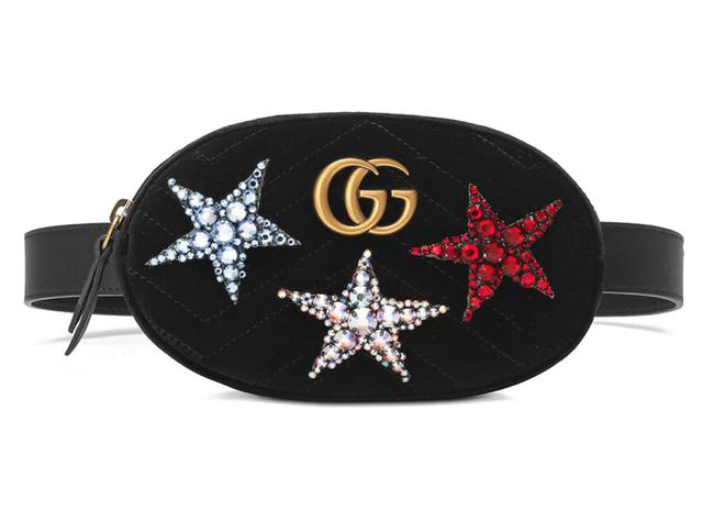 Pre-owned Gucci  Marmont Crystal Stars Belt Bag Multicolor