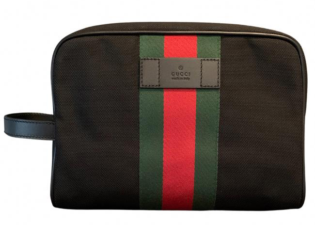 Pre-owned Gucci  Ophidia Toiletry Bag Mini Web Stripe Black