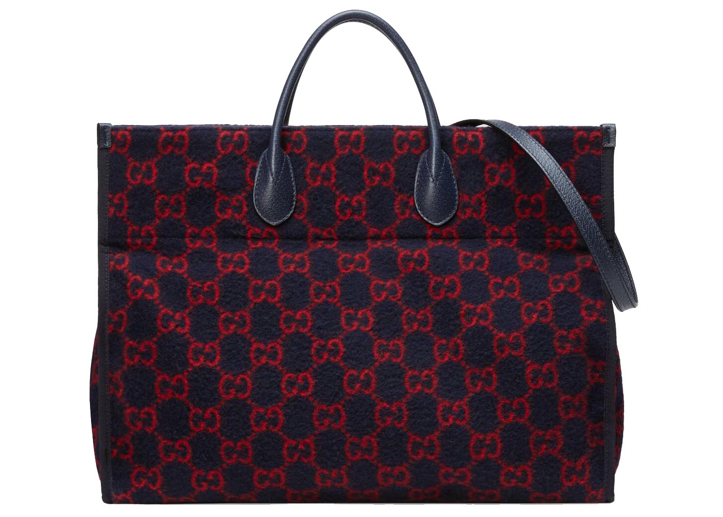 Pre-owned Gucci Tote Gg Wool Blue/red