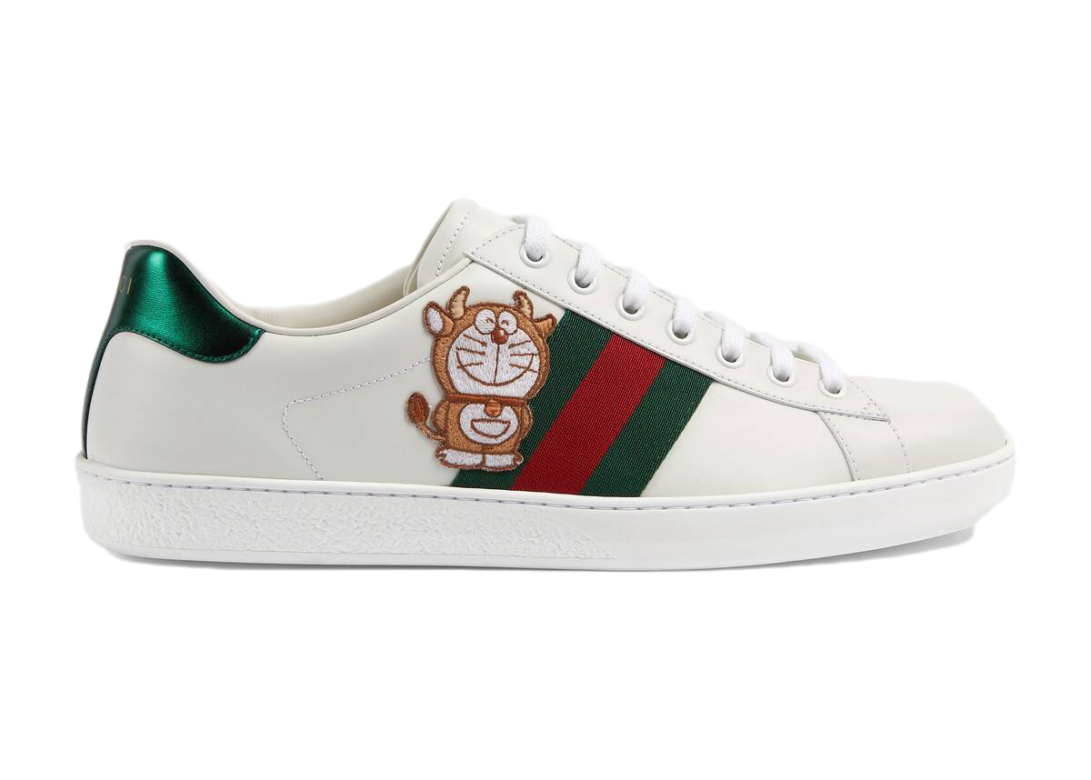 Pre-owned Gucci  X Doraemon Ace In Ivory/green/cherry Red