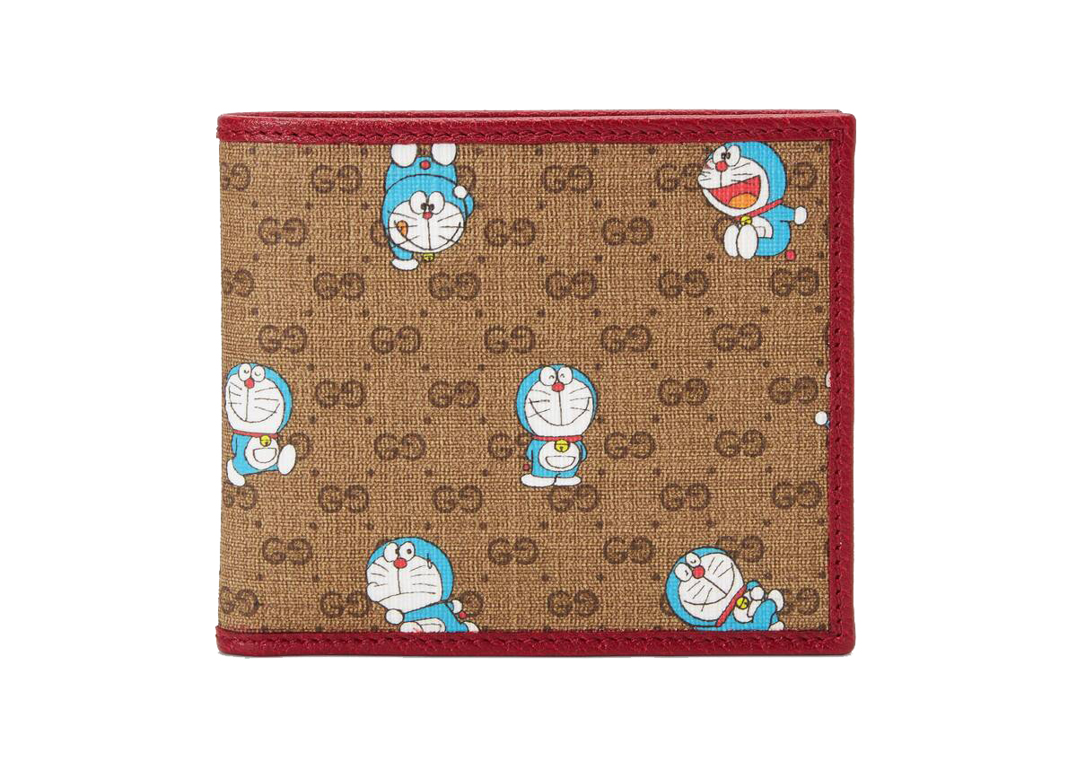 Pre-owned Gucci X Doraemon Bi-fold Wallet Ebony/beige