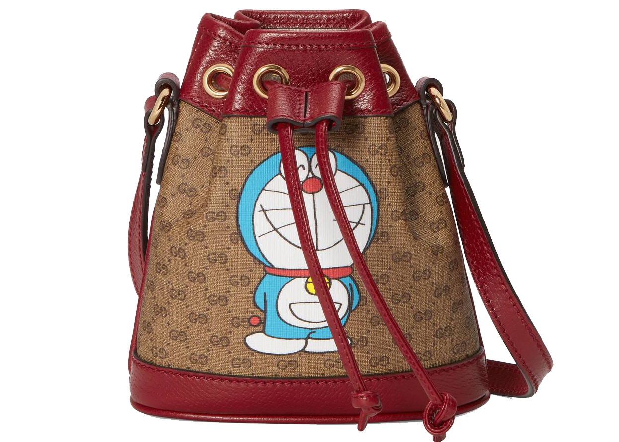 Pre-owned Gucci X Doraemon Bucket Bag Mini Ebony/beige