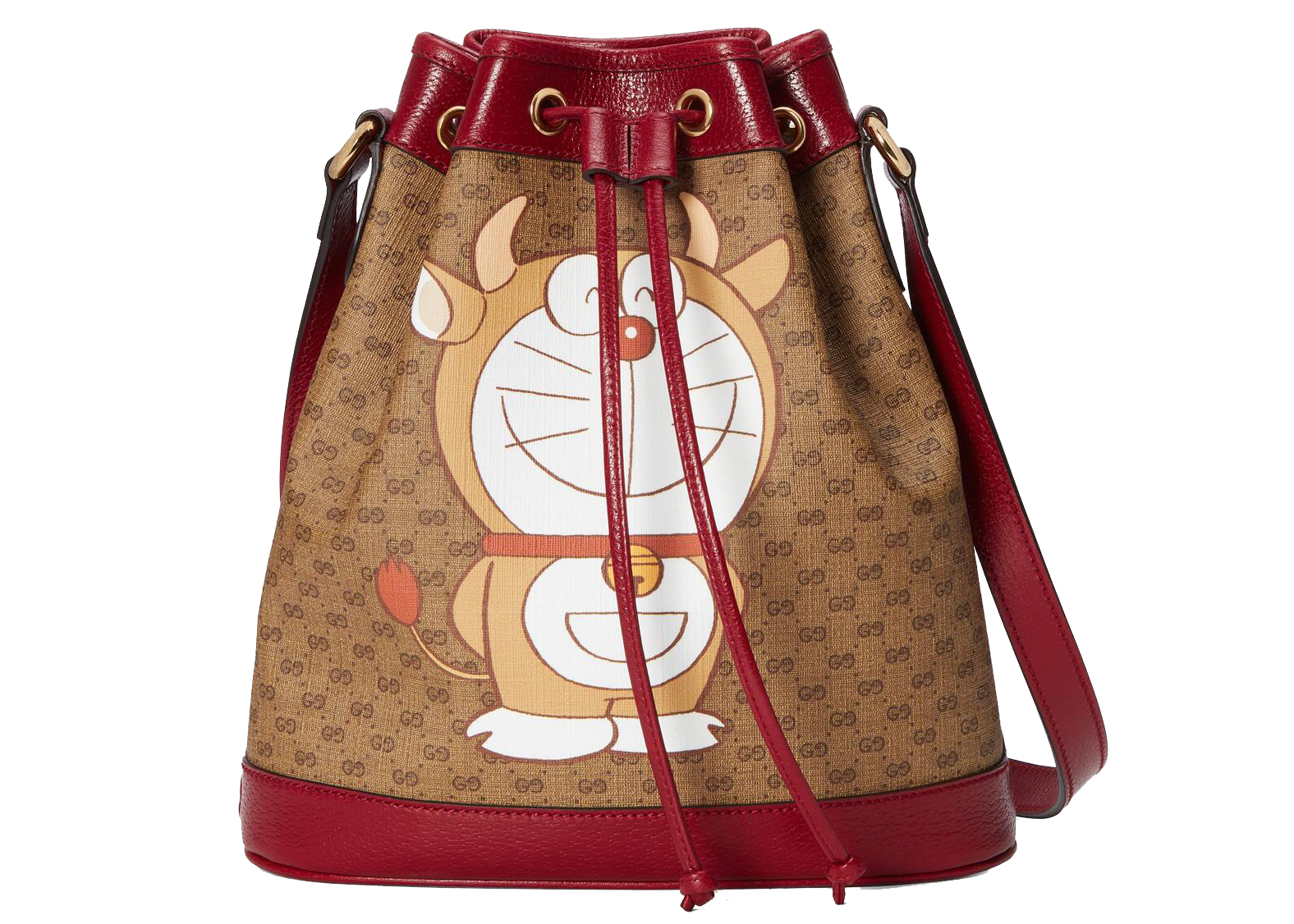Pre-owned Gucci X Doraemon Bucket Bag Small Ebony/beige