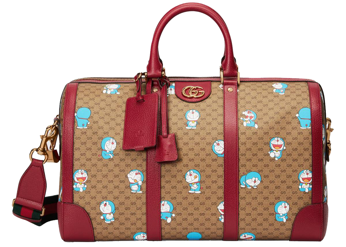 Pre-owned Gucci X Doraemon Duffle Bag Medium Ebony/beige