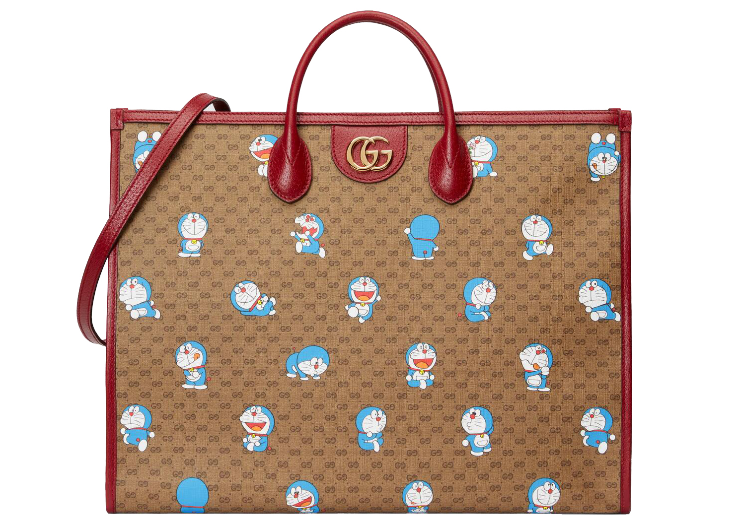 Pre-owned Gucci X Doraemon Tote Bag Large Ebony/beige