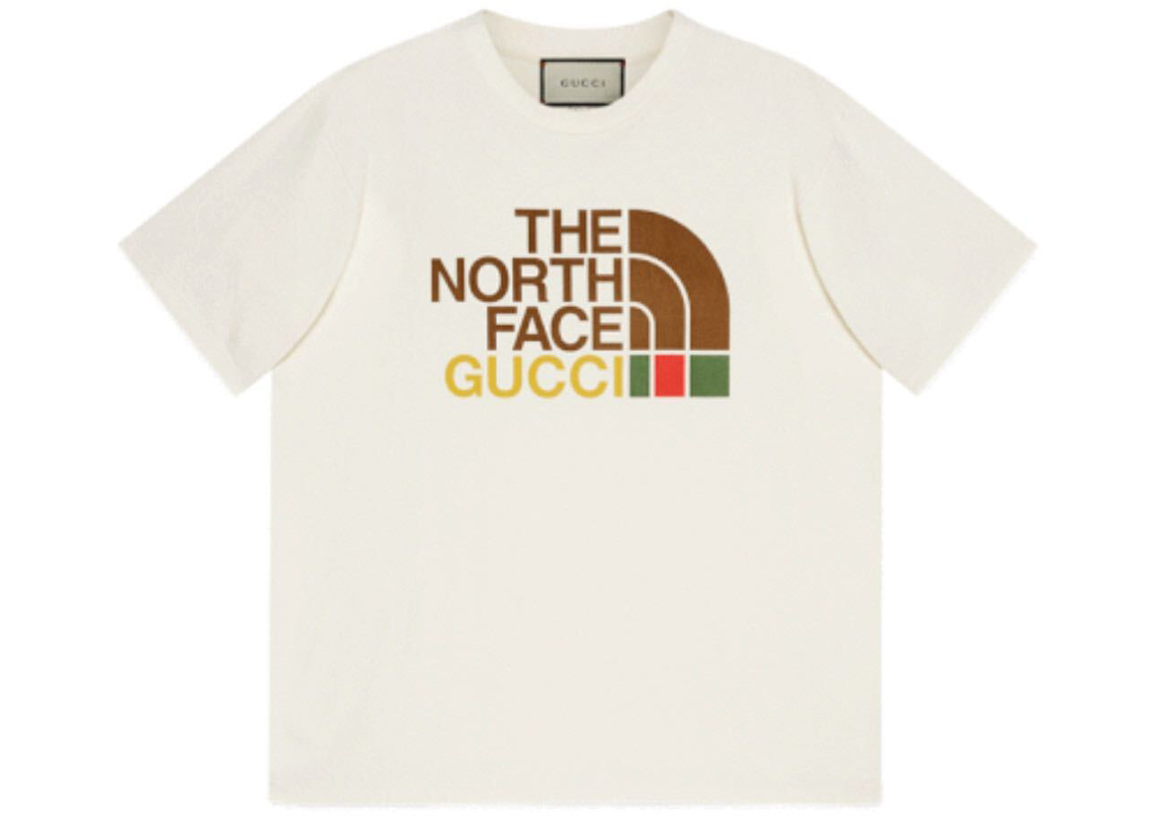 BRAND NEW GUCCI x THE NORTH FACE Logo T-shirt SIZE S OVERSIZE WHITE CREAM