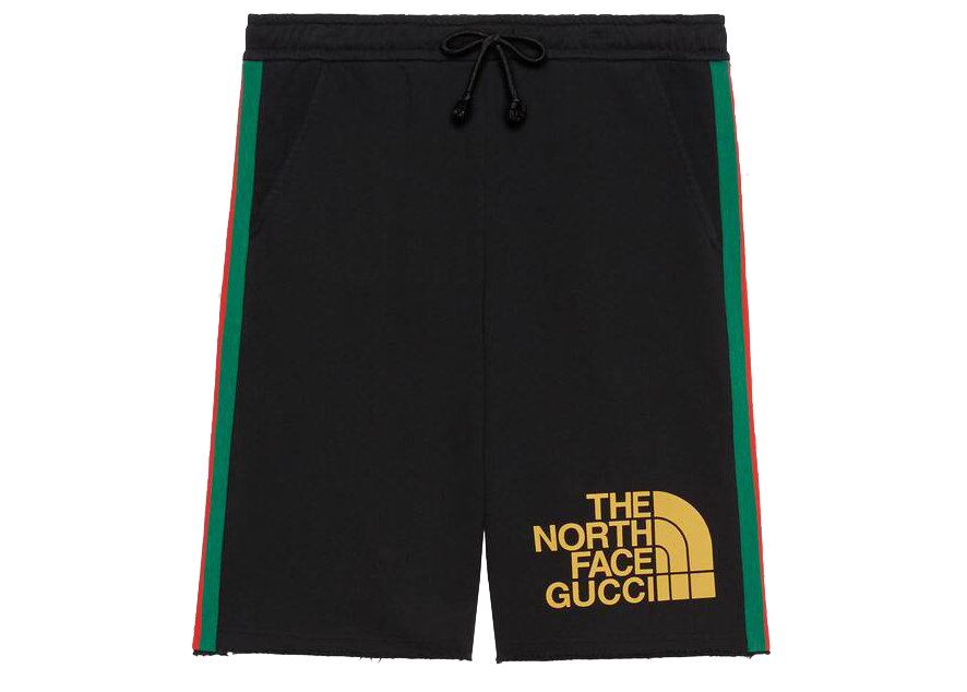 Pre-owned Gucci  X The North Face Web Print Cotton Shorts Black