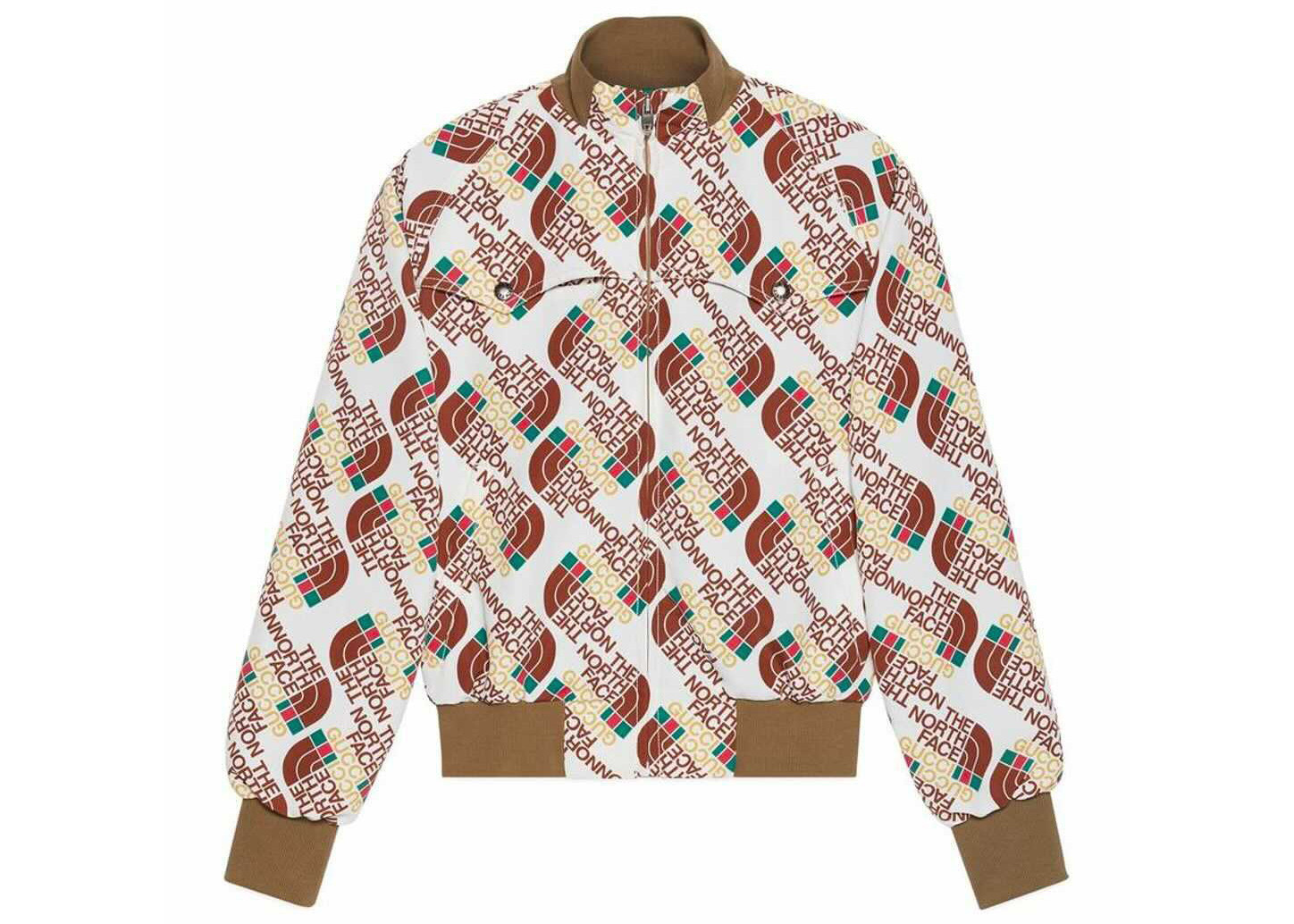 Pre-owned Gucci X The North Face Web Print Technical Jersey Jacket Brown/beige