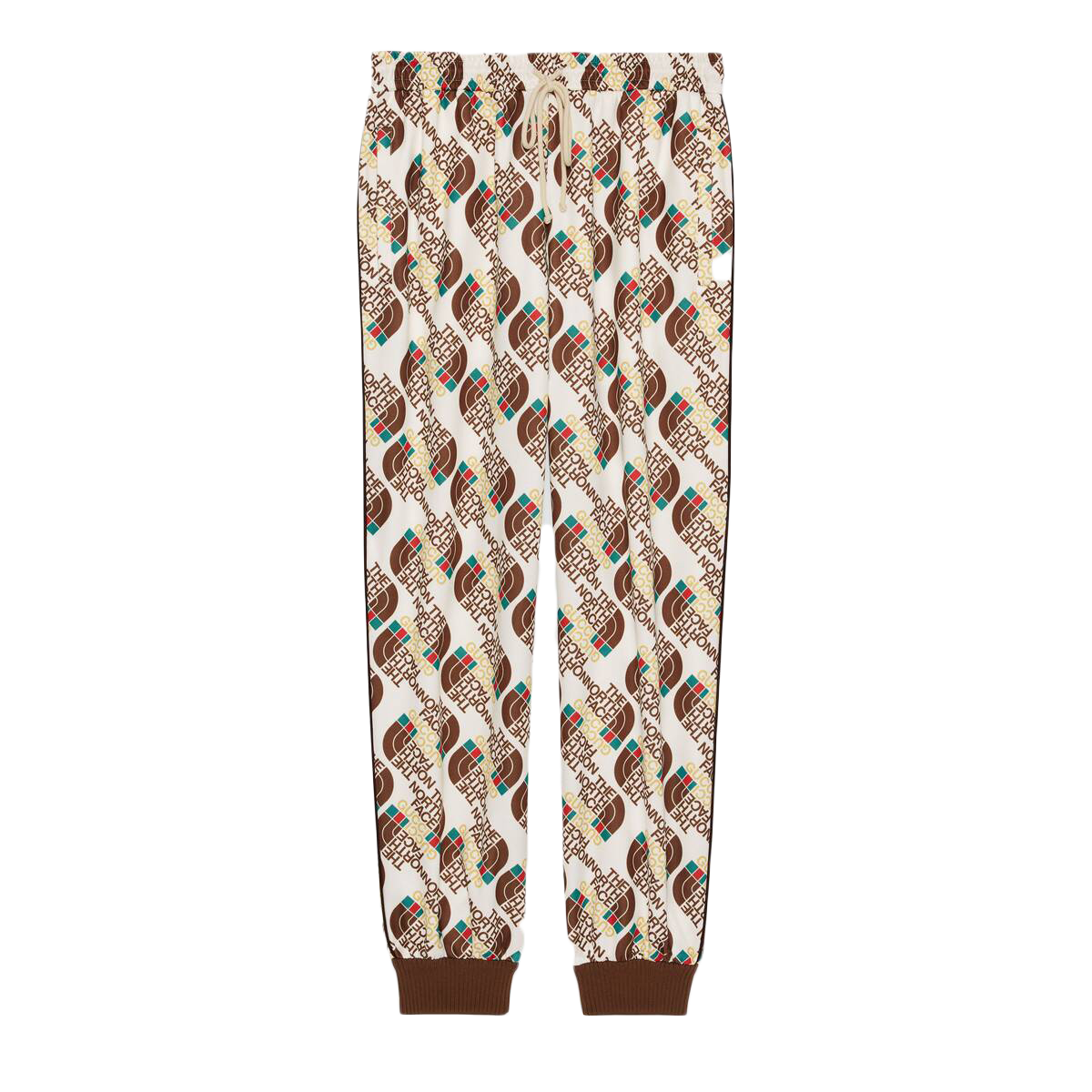 Pre-owned Gucci X The North Face Web Print Technical Jersey Jogging Pant Ivory/brown