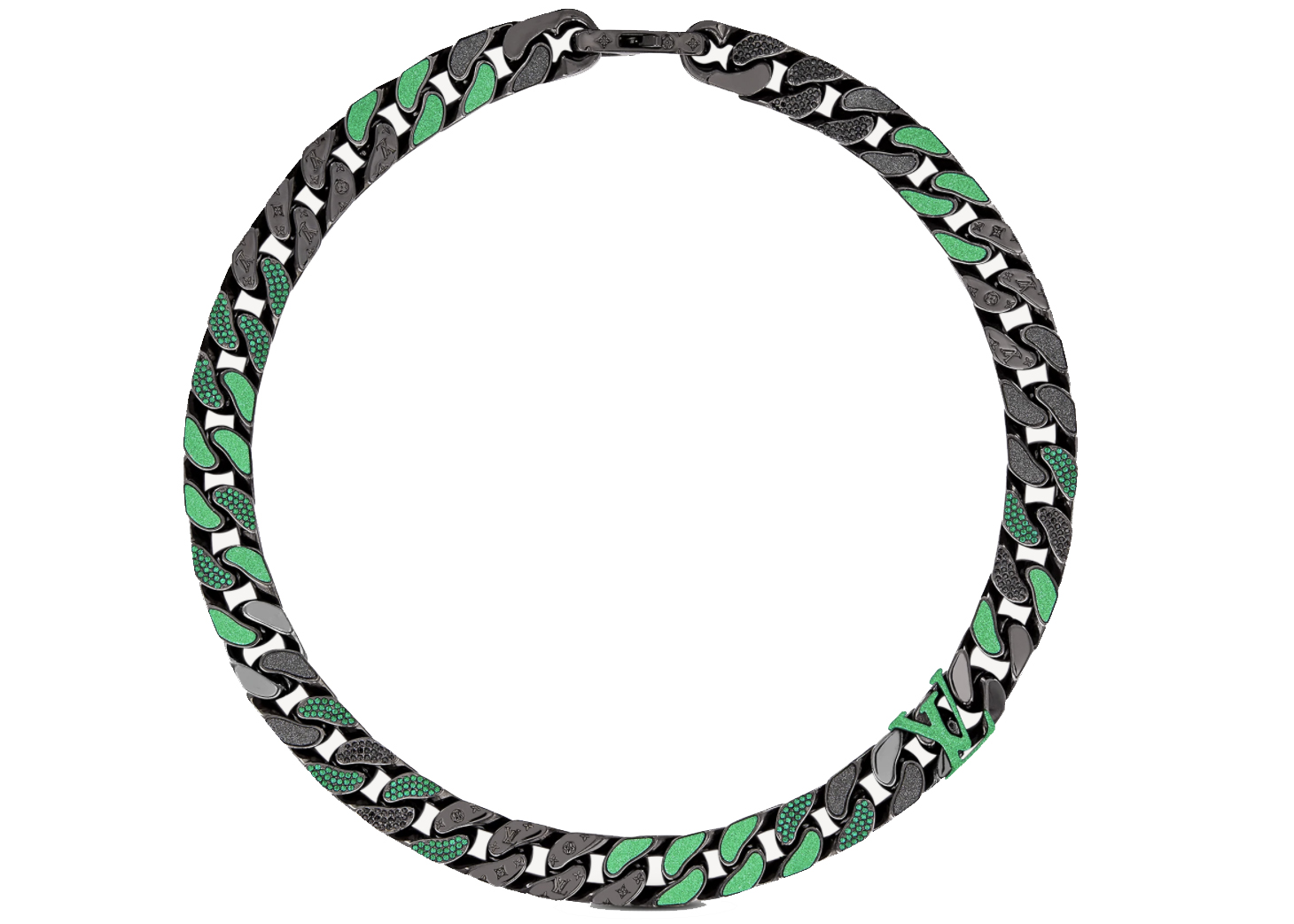 Pre-owned 2054 Chain Link Necklace Black Multicolor