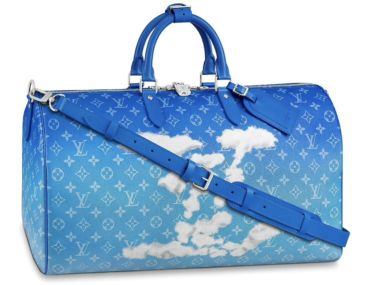 Louis Vuitton Keepall Bandouliere Clouds Monogram 50 Blue in Coated