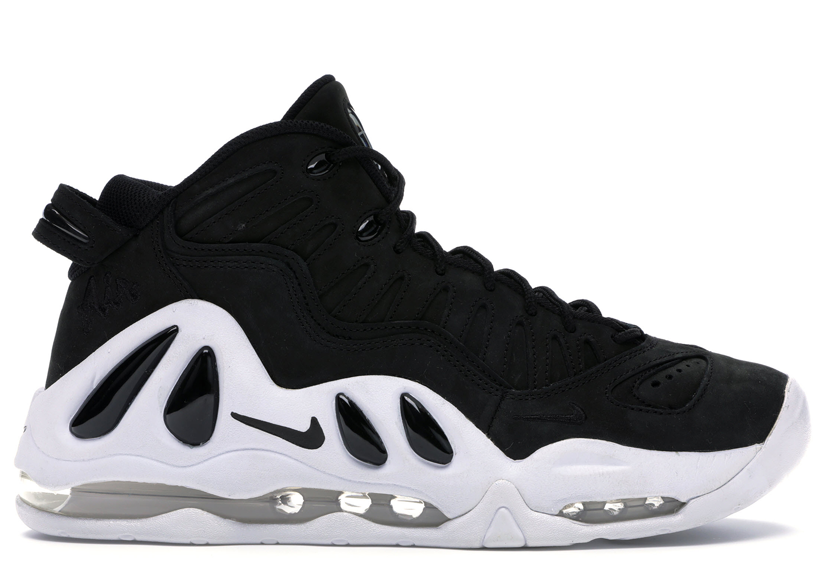 nike uptempo black white