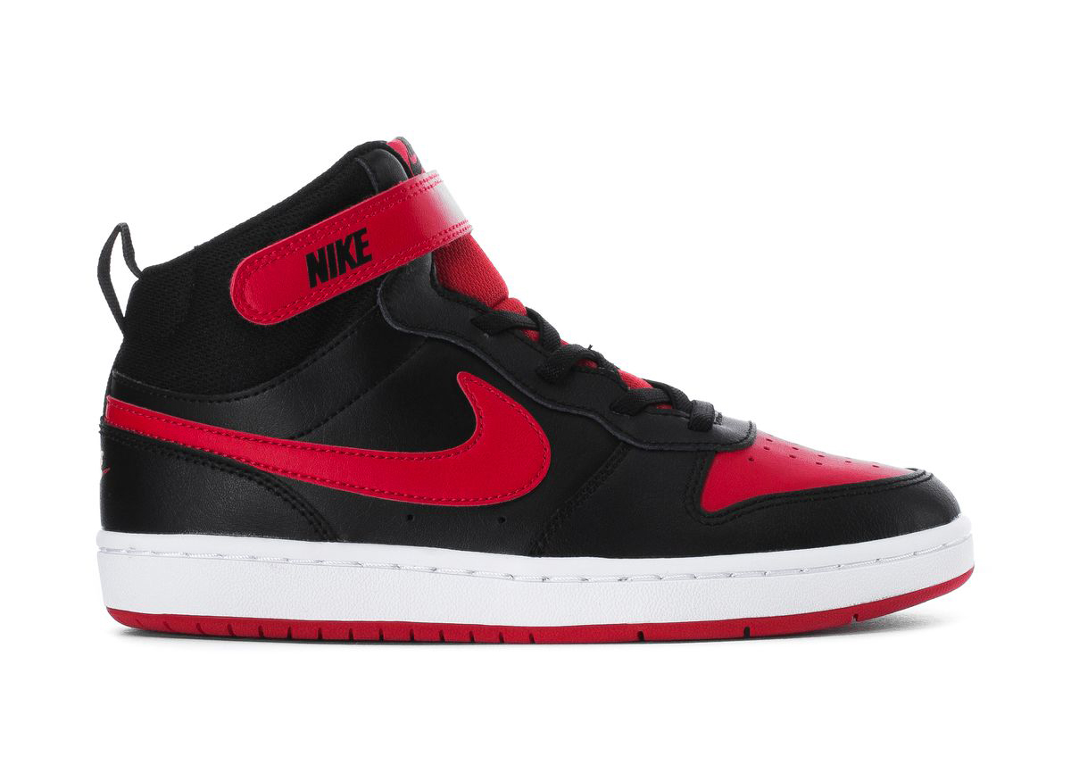 Pre-owned Nike Court Borough Mid 2 Black University Red (gs) In Black/university Red/black