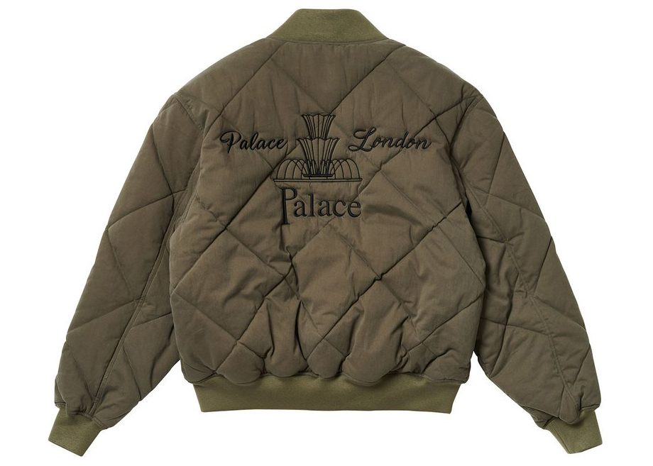 Pre-owned Palace  London Diamond Bomber Olive