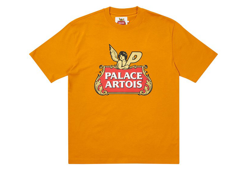 Pre-owned Palace  Stella Artois Cartouche T-shirt Gold
