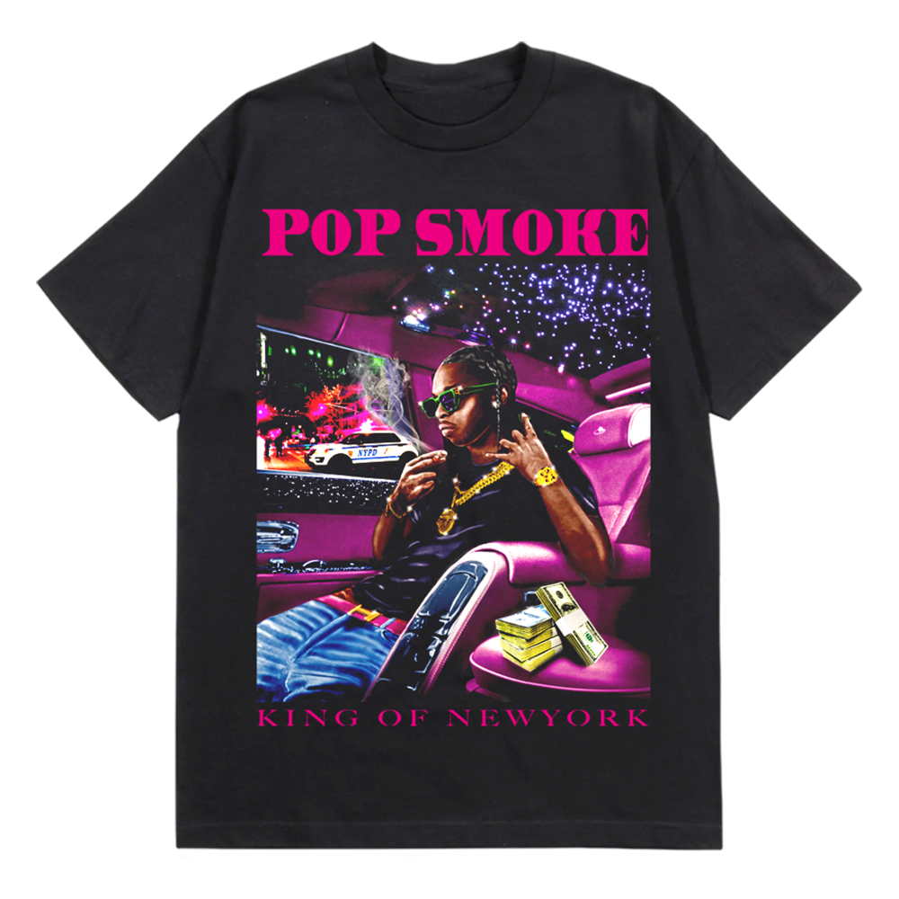Pre-owned Pop Smoke  X Vlone King Of Ny T-shirt Black