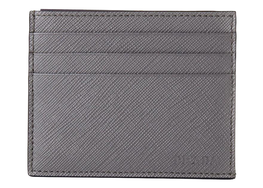Pre-owned Prada  Card Holder Saffiano Leather Argilla