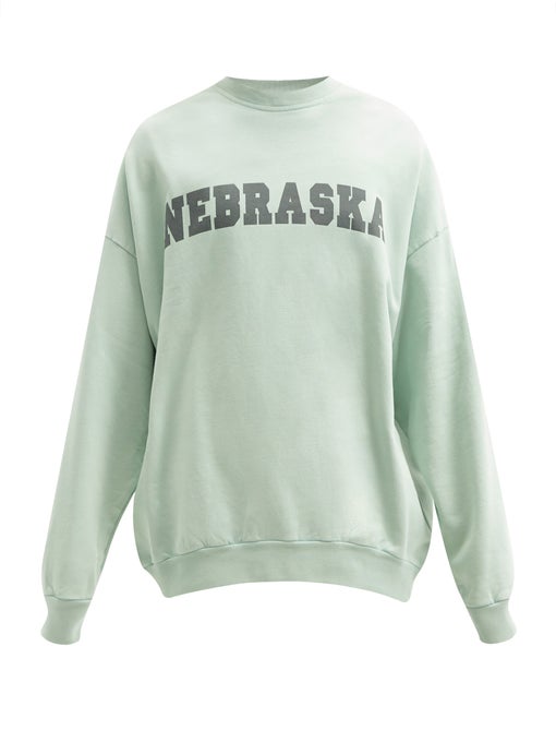 Pre-owned Raf Simons  Archive Redux Aw02 Nebraska-print Cotton Jersey Sweatshirt Green