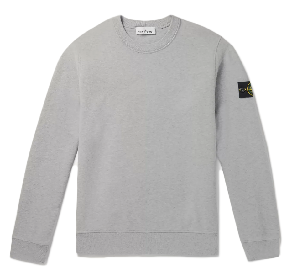 Pre-owned Stone Island Logo Appliquéd Mélange Cotton Jersey Sweatshirt Grey