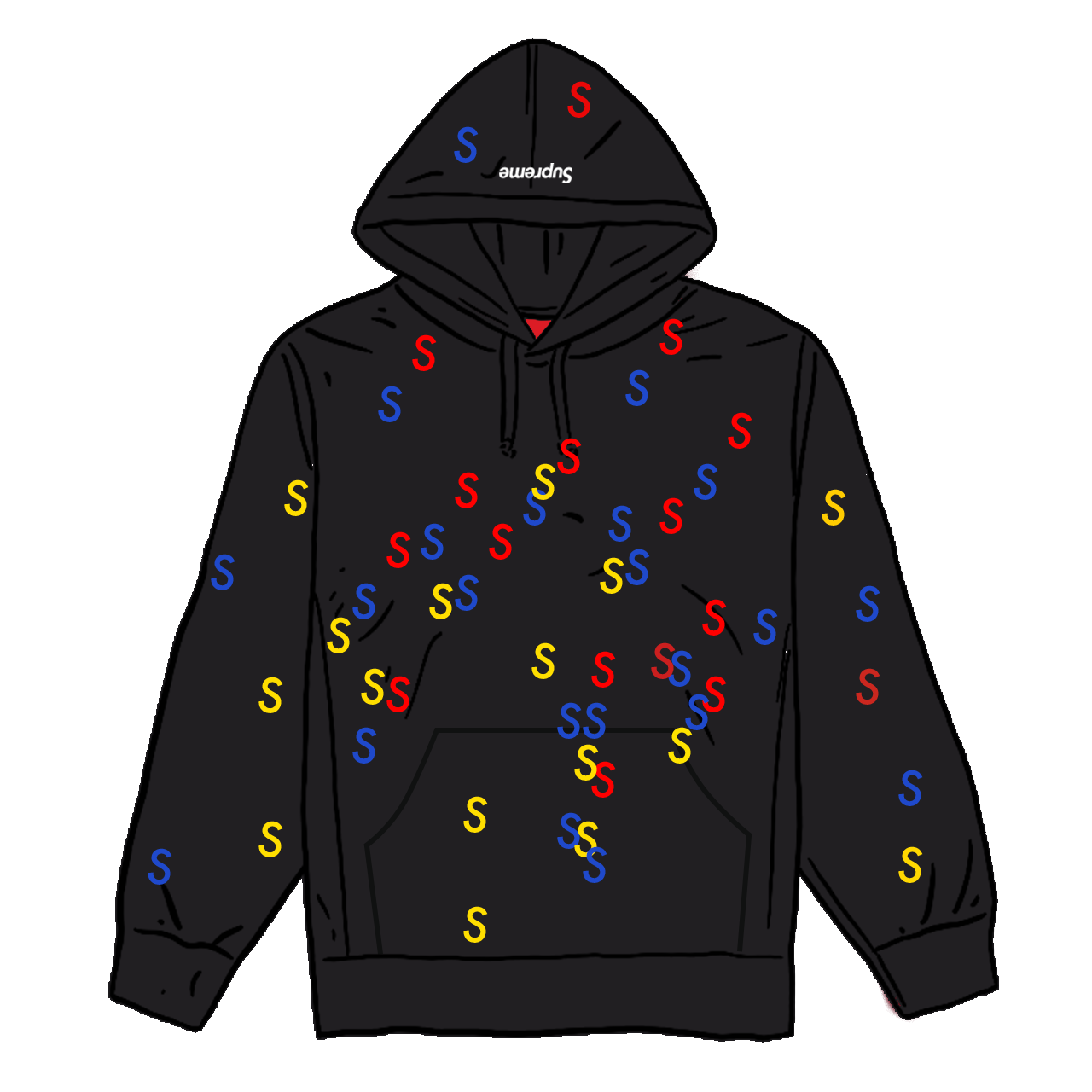 Pre-owned Supreme  Embroidered S Hooded Sweatshirt Black