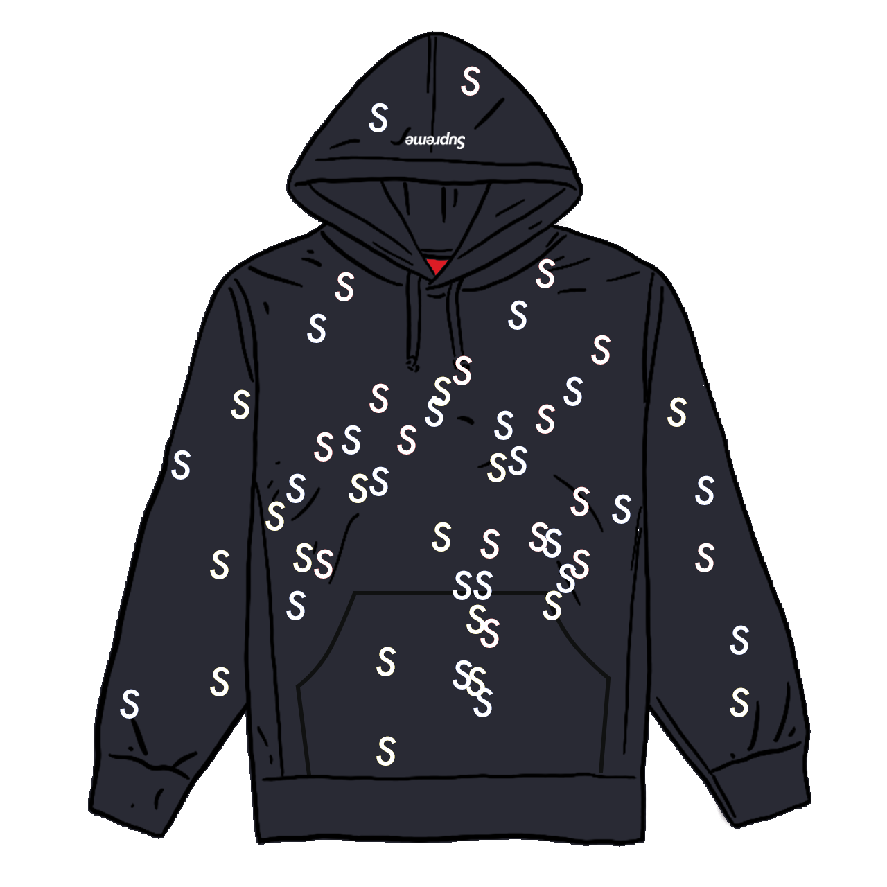 Pre-owned Embroidered S Hooded Sweatshirt Navy