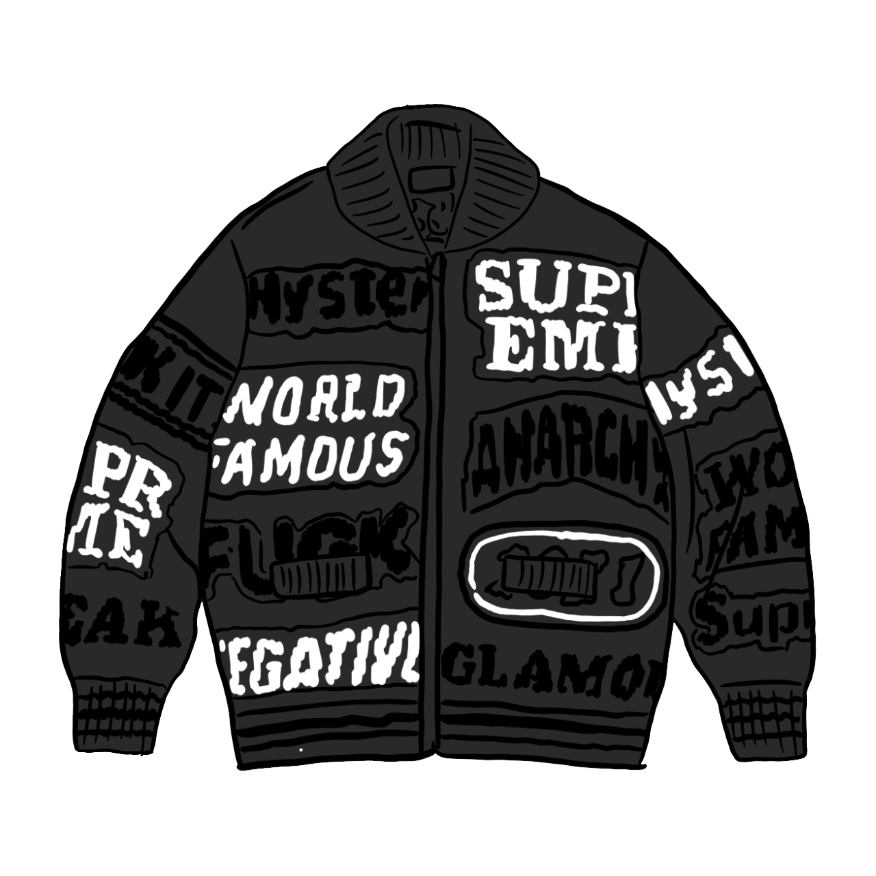 Pre-owned Supreme  Hysteric Glamour Logos Zip Up Sweater Black