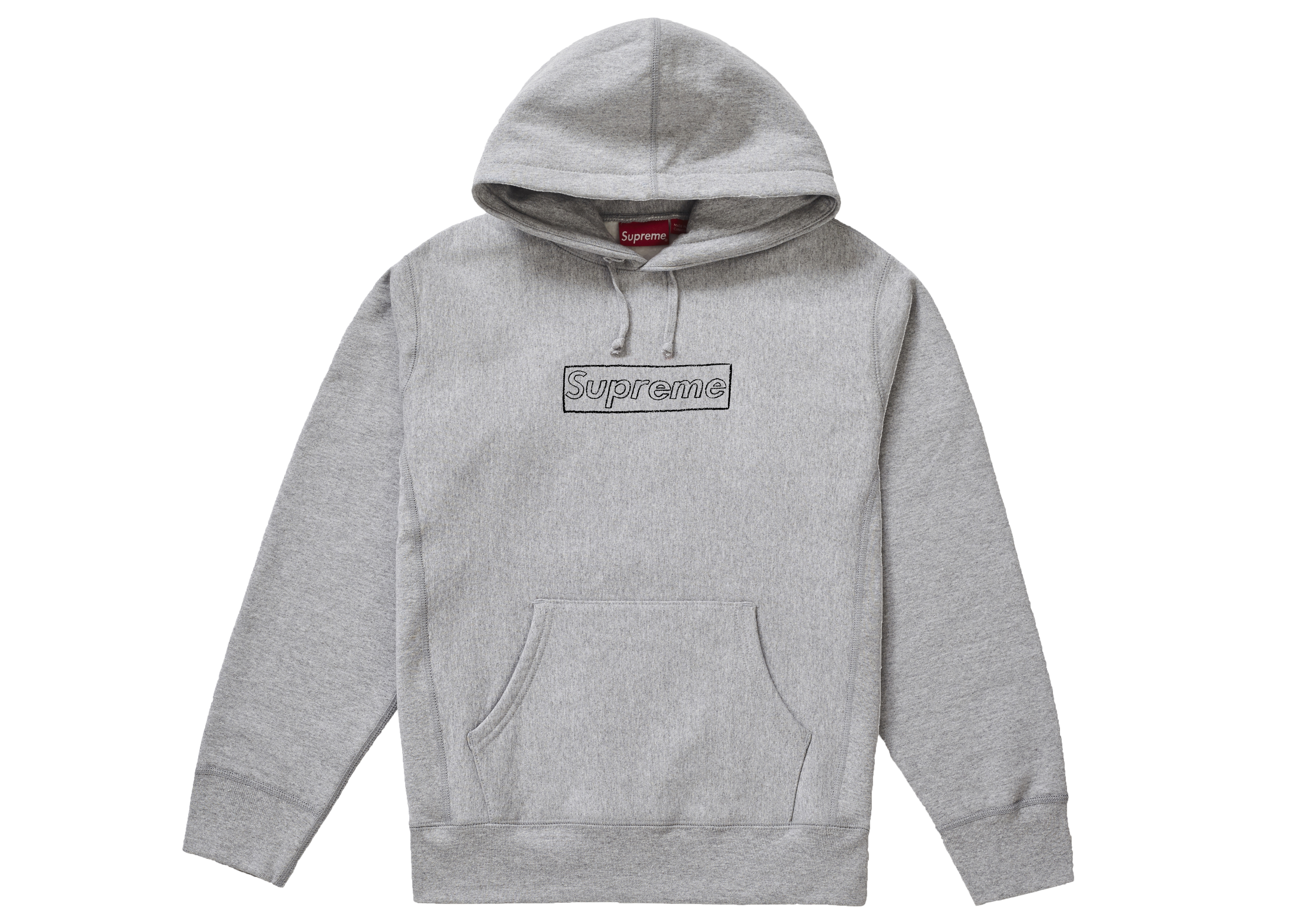 Pre-owned Supreme  Kaws Chalk Logo Hooded Sweatshirt Heather Grey