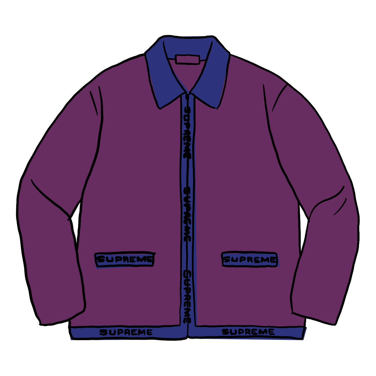 Pre-owned Supreme  Logo Trim Zip Up Cardigan Purple