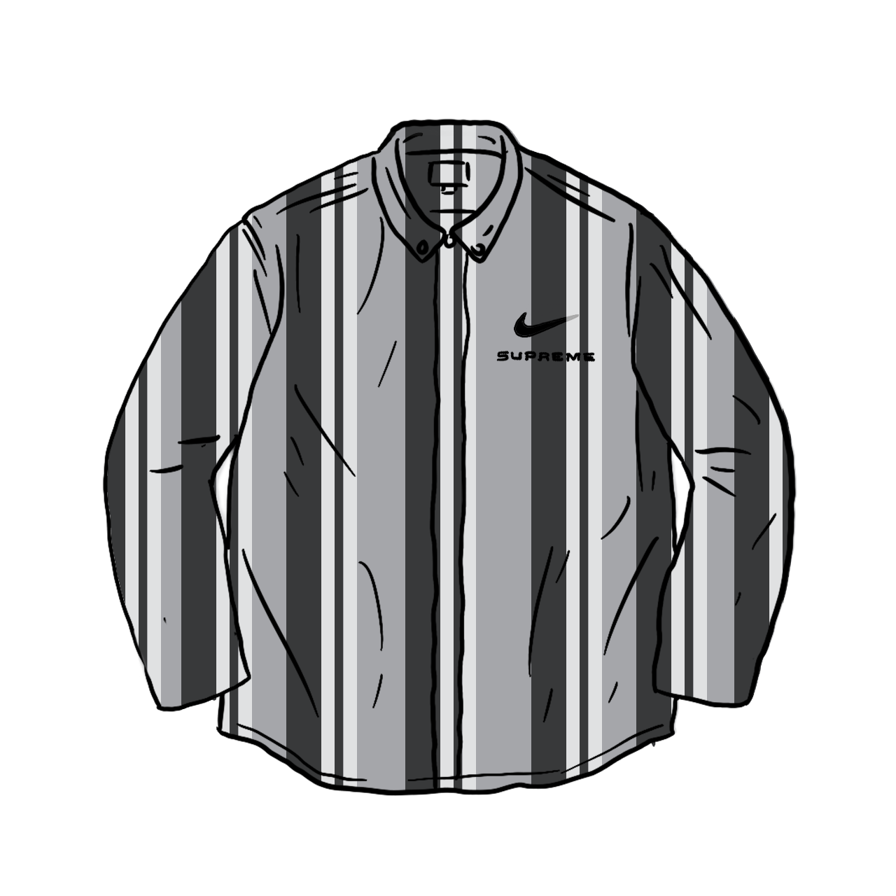 Pre-owned Supreme  Nike Cotton Twill Shirt Black Stripe